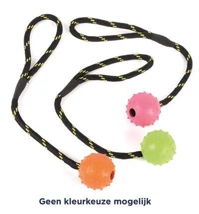 HAPPY PET TOUGH TOYS palla con borchie e corda in gomma 22x6x6 cm HAPPY PET