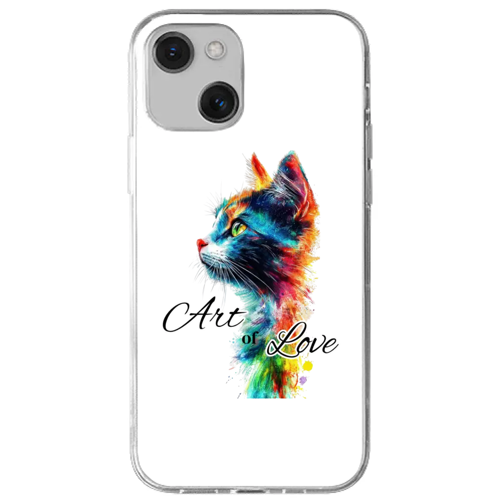 Cover iPhone Gatto  Art of Love  Custodia Morbida Hoplix Bundle