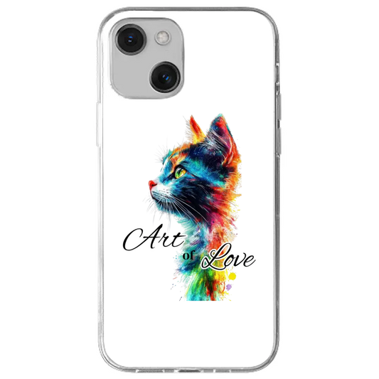 Cover iPhone Gatto  Art of Love  Custodia Morbida Hoplix Bundle
