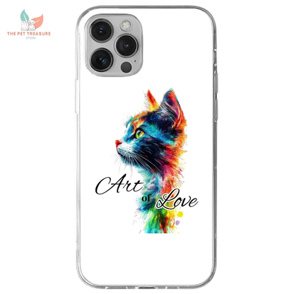 Cover iPhone Gatto  Art of Love  Custodia Morbida Hoplix Bundle