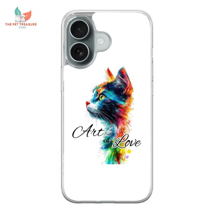 Cover iPhone Gatto  Art of Love  Custodia Morbida Hoplix Bundle