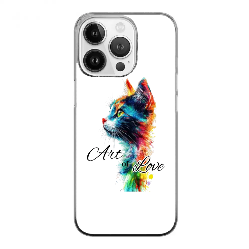 Cover iPhone Gatto  Art of Love  Custodia Morbida Hoplix Bundle