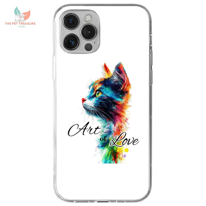 Cover iPhone Gatto  Art of Love  Custodia Morbida Hoplix Bundle