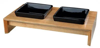 Set da alimentazione TRIXIE in ceramica con supporto in legno nero 400 ml 36x19x7 cm TRIXIE