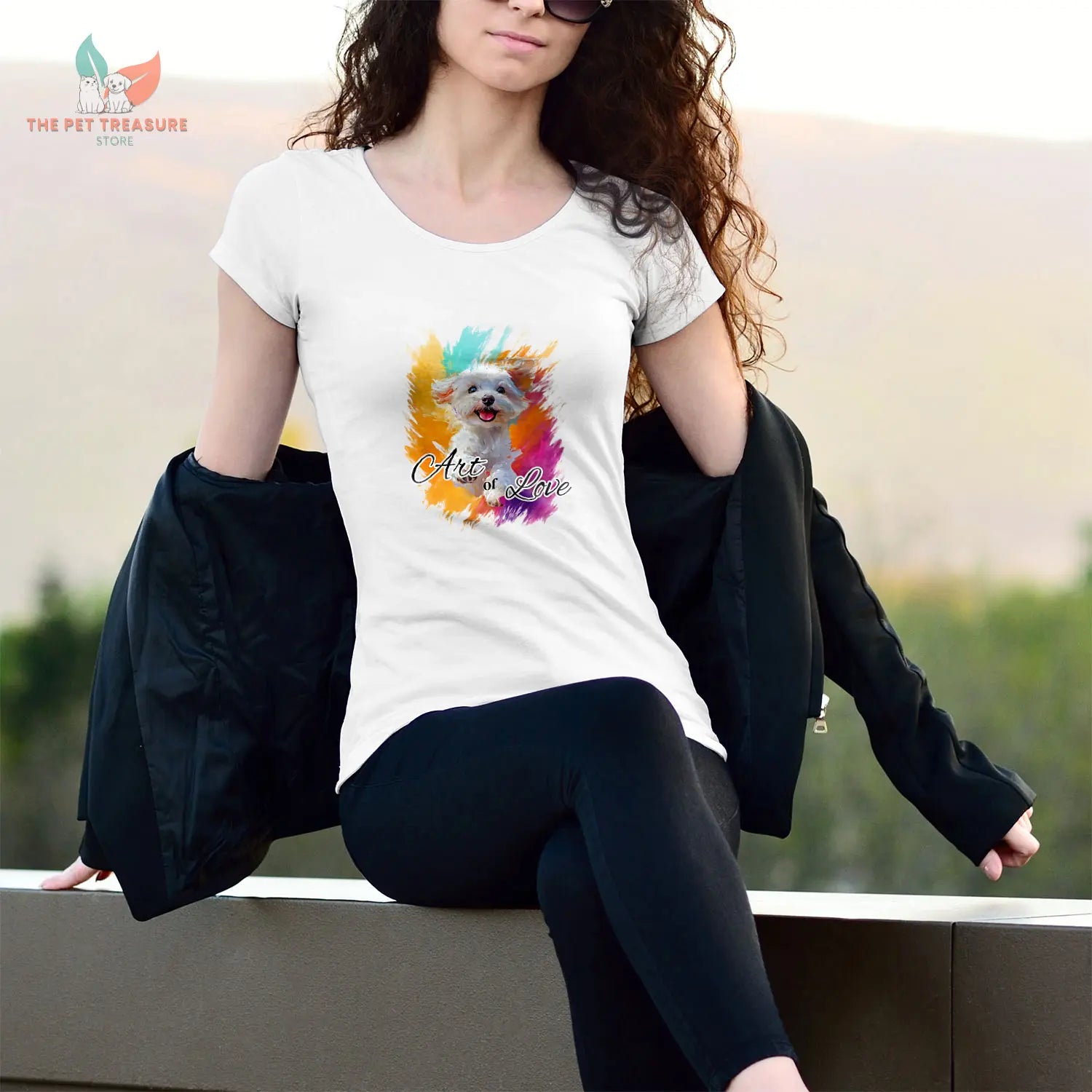 T-Shirt Donna in Cotone Organico- Maltese-Art of Love Hoplix T-Shirt Woman Organic