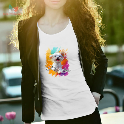 T-Shirt Donna in Cotone Organico- Maltese-Art of Love Hoplix T-Shirt Woman Organic
