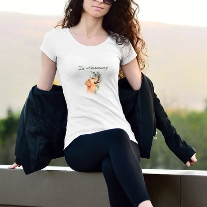 abbigliamento donna t-shirt illustrazione golden retriever in harmony The Pet Treasure Store