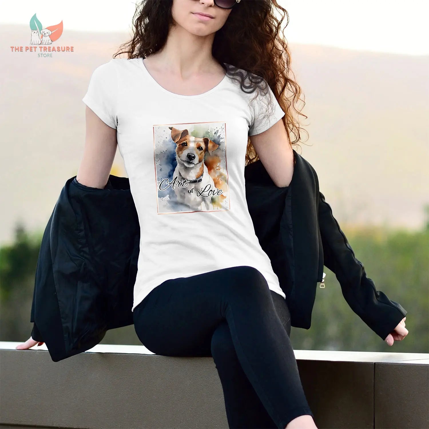 T-Shirt Woman Organic Maglietta Cane Acquerello Art of Love  T-shirt Don Hoplix T-Shirt Woman Organic