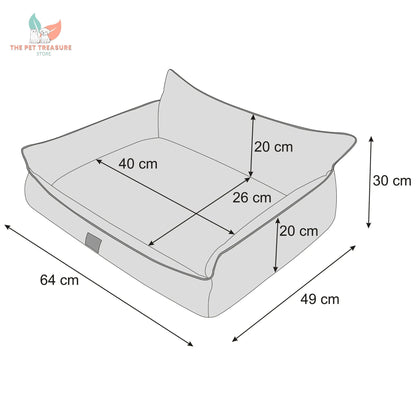 Dimensioni cuccia Hano marrone sfoderabile. The Pet Treasure Store.