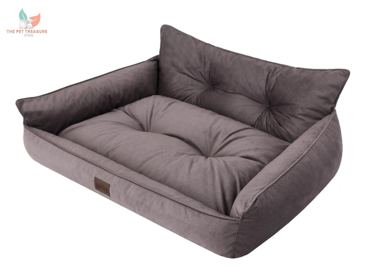 Cuccia per cani da interni sfoderabile Hano marrone con sponde rialzate The Pet Treasure Store