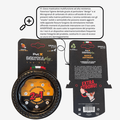Masticativo ultraresistente Dental Play The Ring gusto carne BBQ – igiene orale per cani-taglia S-descrizione