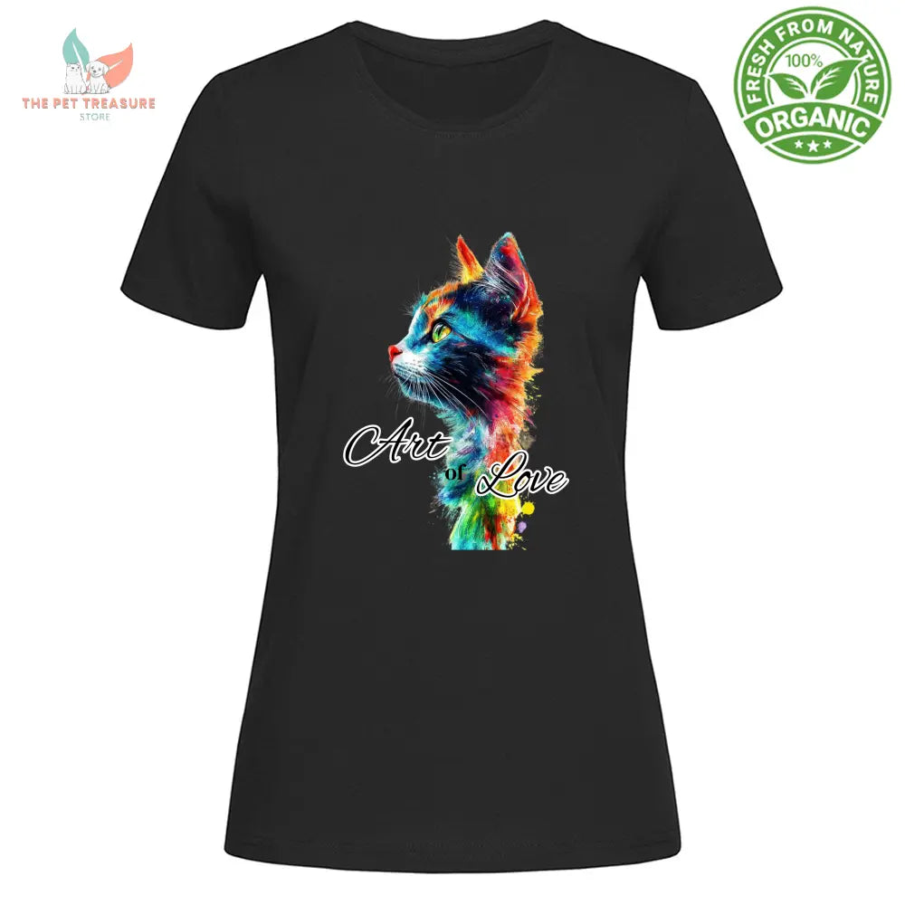 T-Shirt Woman Organic T-Shirt Gatto Art of Love-Nera Hoplix T-Shirt Woman Organic