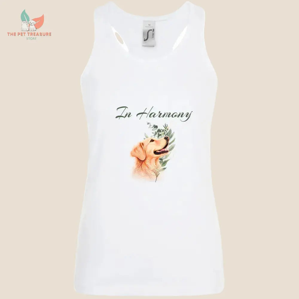 abbigliamento donna t-shirt illustrazione golden retriever in harmony