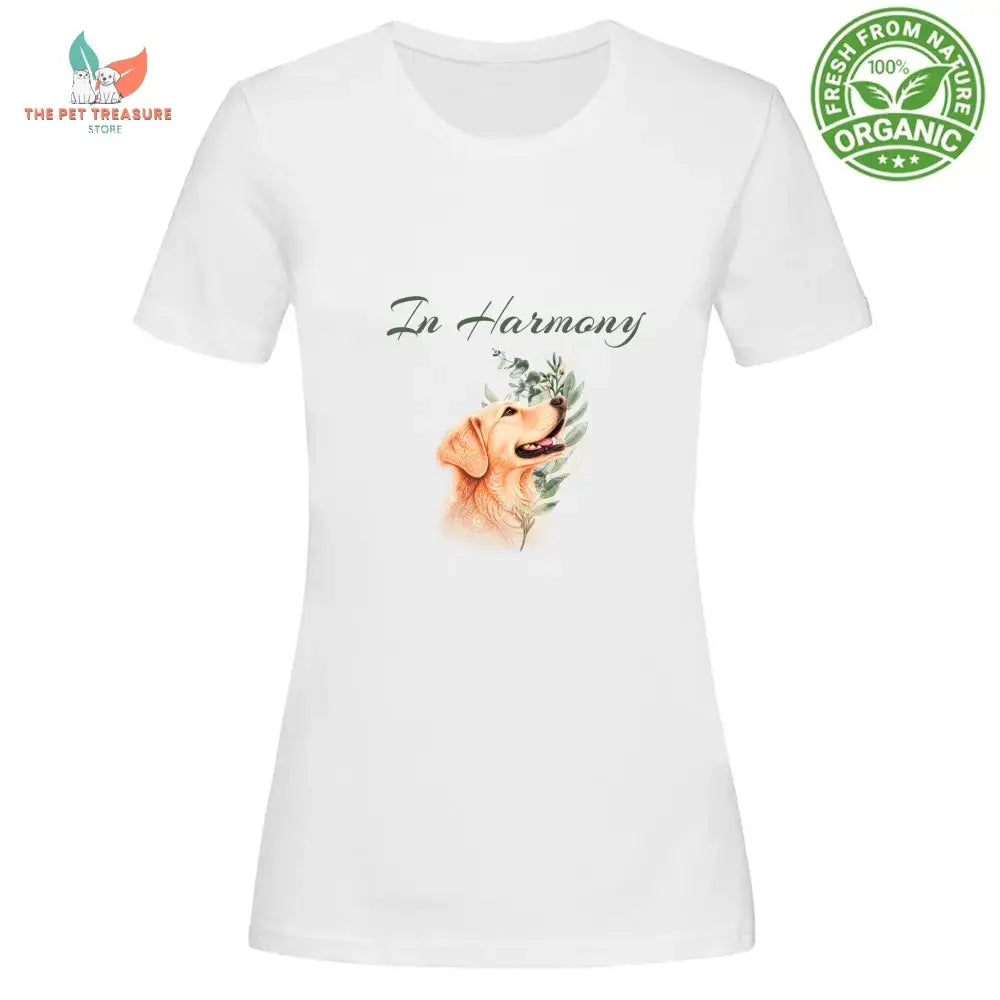 abbigliamento donna t-shirt illustrazione golden retriever in harmony